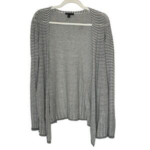 Eileen Fisher Striped Cardigan Open Front Knit Sweater Small Petite S/P‎ Linen